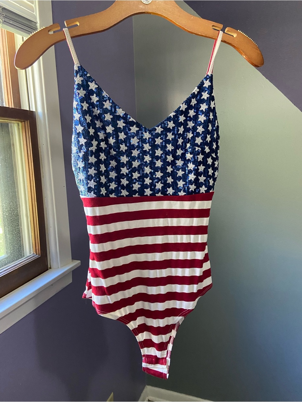 Bear Dance Women's Star & Stripe Bodysuit - Red, White & Blue